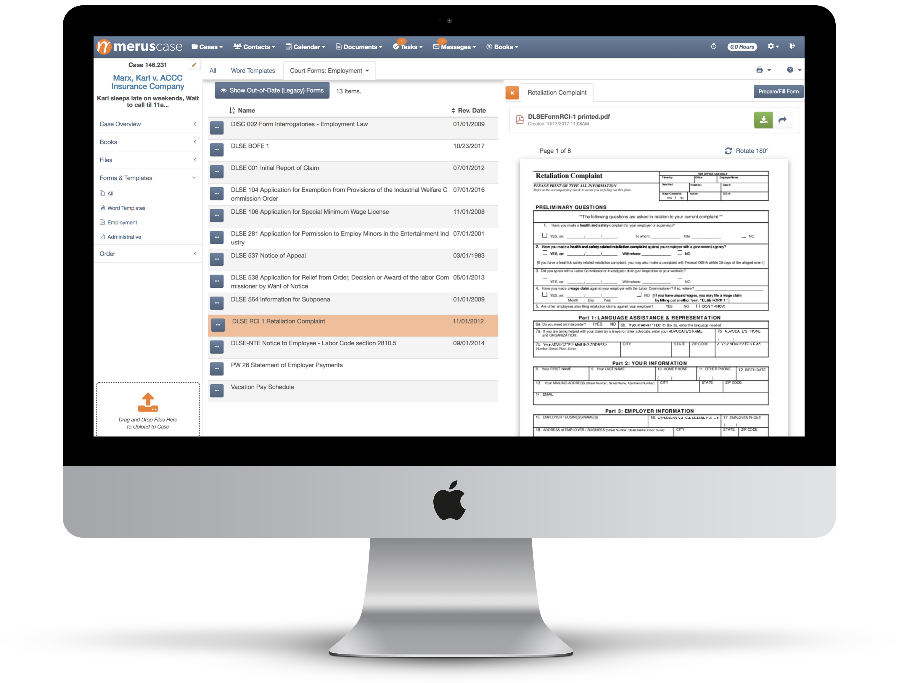Filling out forms is a breeze with MerusCase